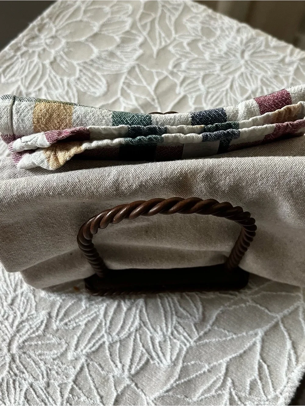 Vintage Cast Metal Twisted Rope Napkin Holder